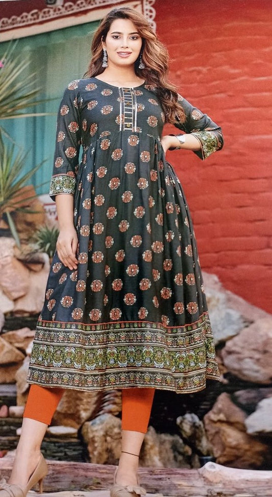 Cotton Printed Naira Cut Kurti