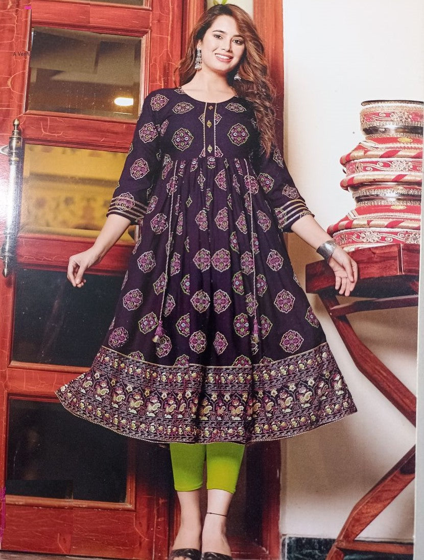 Cotton Tassel Work Naira Cut Kurti