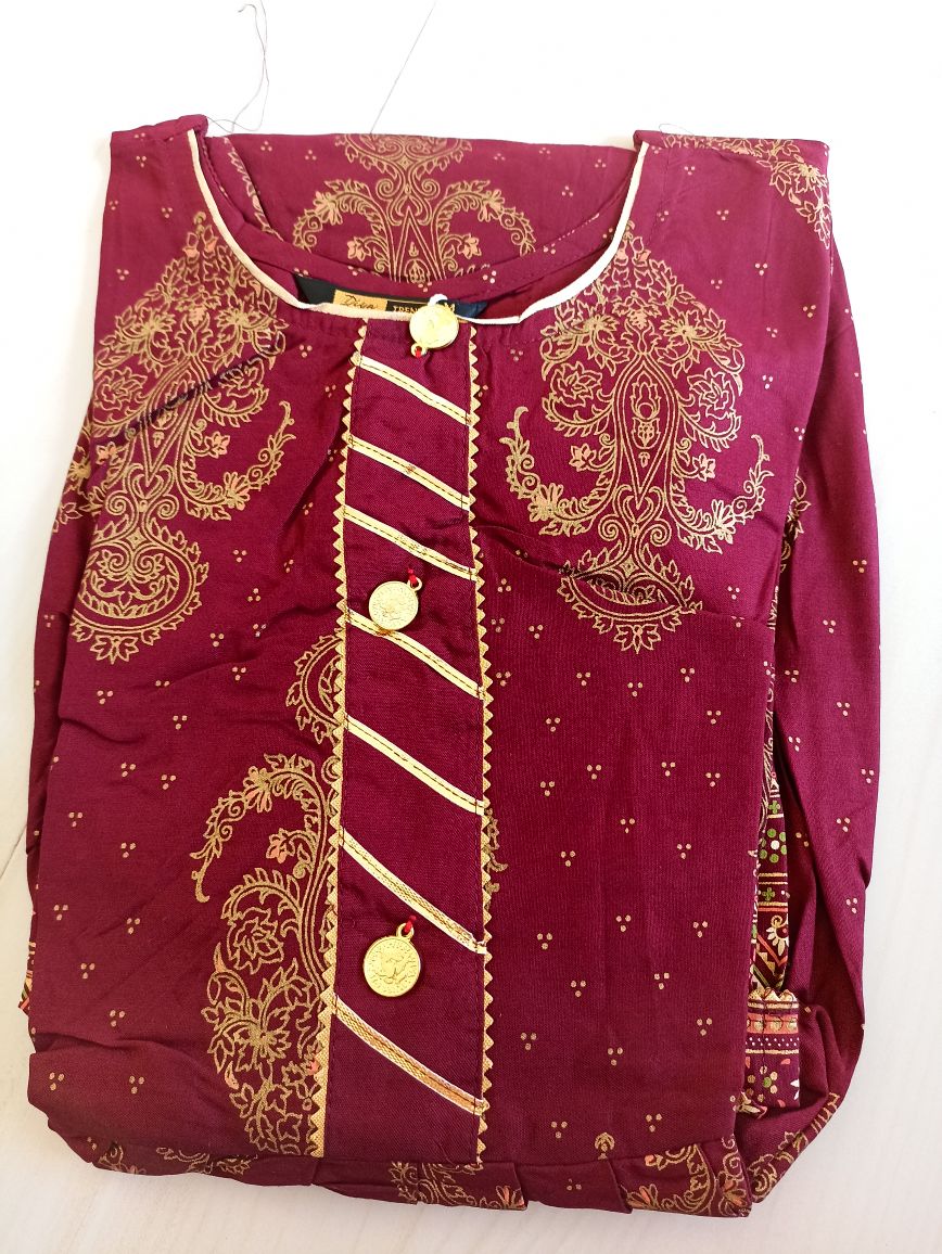 Cotton Embroidered Naira Cut Kurti