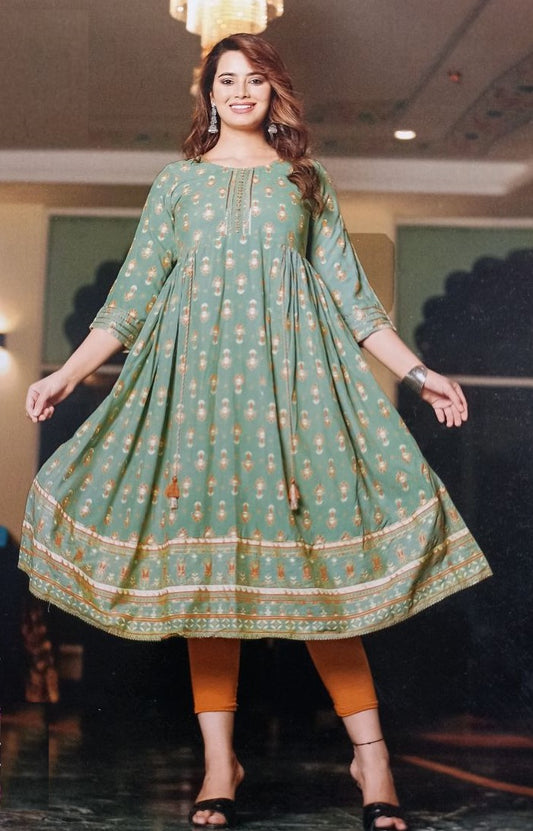 Cotton Embroidered Naira Cut Kurti