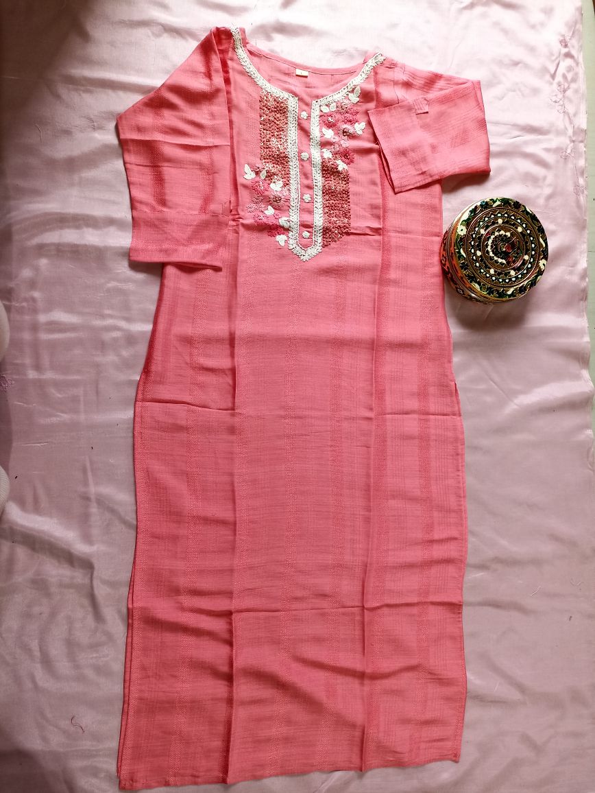 Muslin Cotton Embroidered Kurta