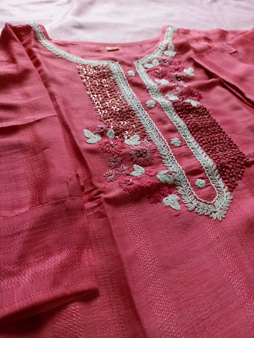 Muslin Cotton Embroidered Kurta