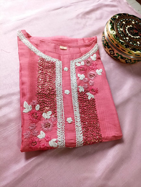 Muslin Cotton Embroidered Kurta