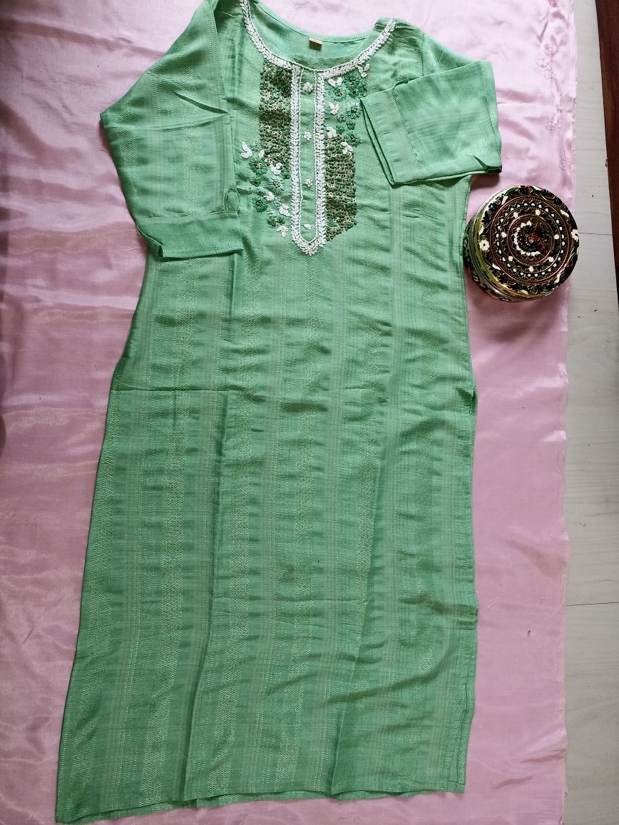 Muslin Cotton Embroidered Kurta