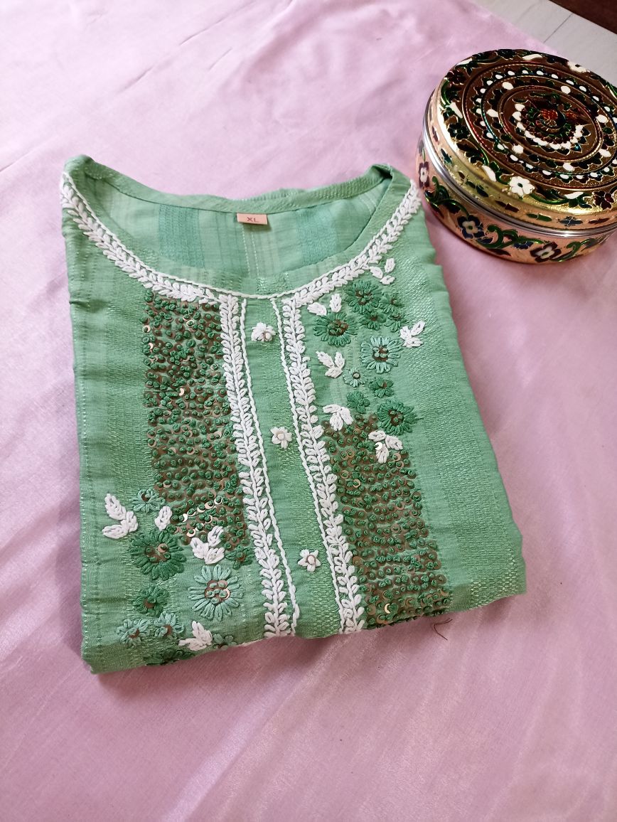 Muslin Cotton Embroidered Kurta