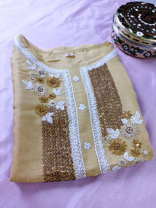 Muslin Cotton Embroidered Kurta